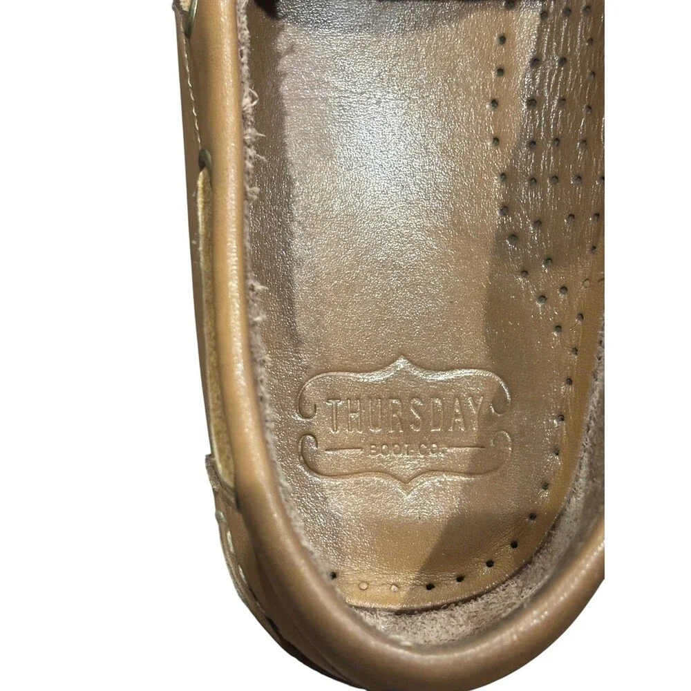 Thursday Boot Company Leather Boat Shoes Loafers Tan Moc Toe US 13 EU 47 Lace Up